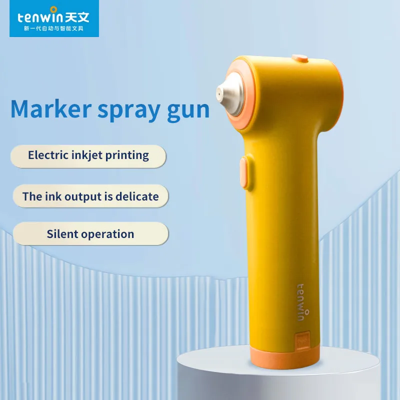 Tenwin Marker Pen Spray Gun Airbrush kit Inkjet painting washable 12 Colors Art Kit for kids Safe electric Drawing DIY Template