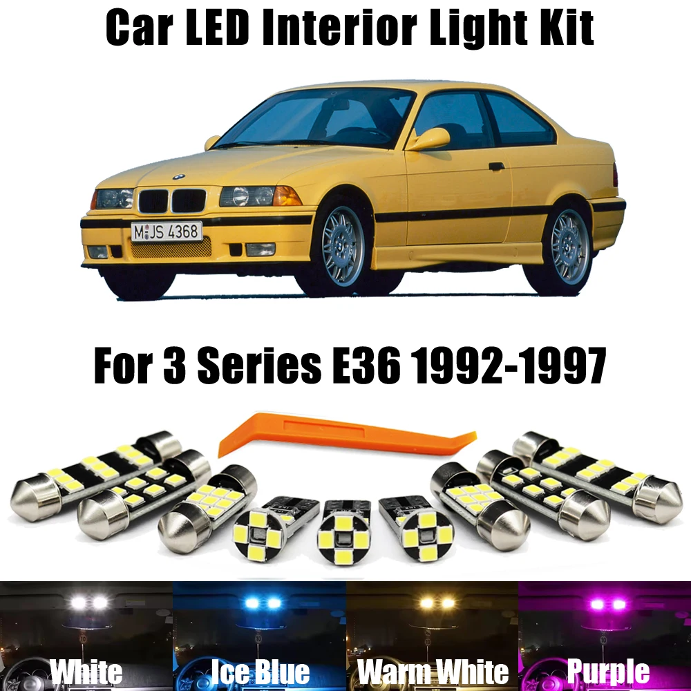 17Pcs Canbus LED Interior Dome Reading License Plate Light Kit For BMW 3 Series E36 Sedan Touring 1992 1993 1994 1995 1996 1997