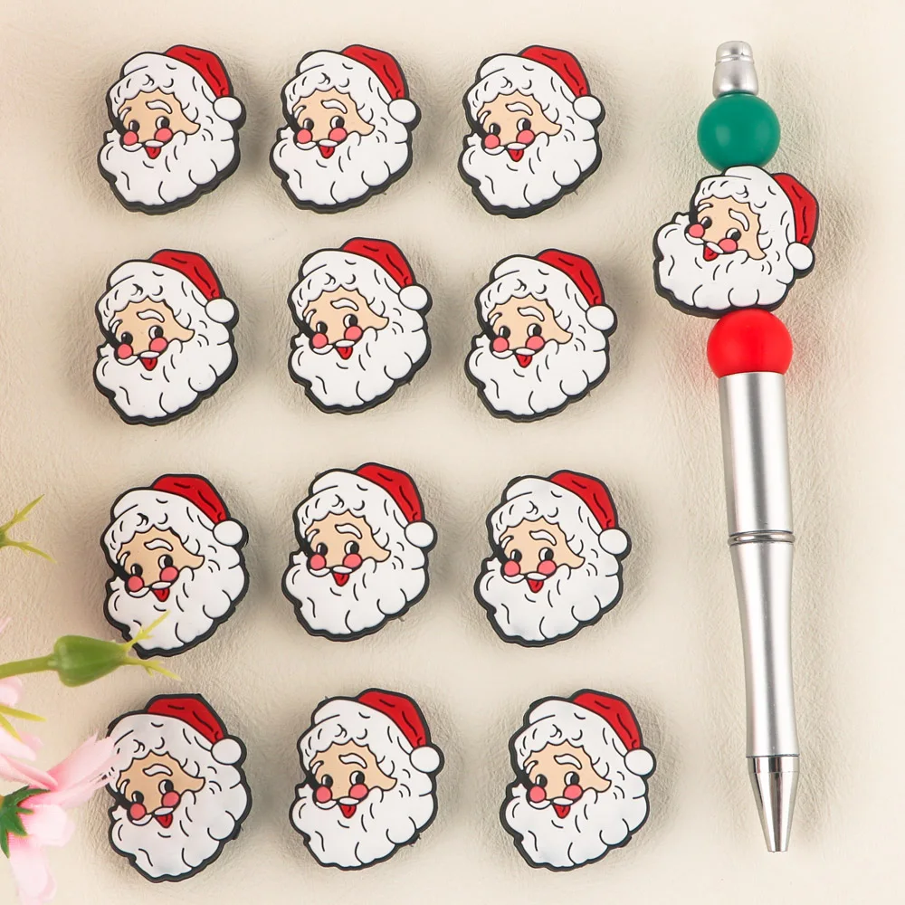 5/10 Uds nueva serie navideña Santa Reno galletas muñeco de nieve cuentas de silicona para fabricación de joyería DIY accesorios de regalos de