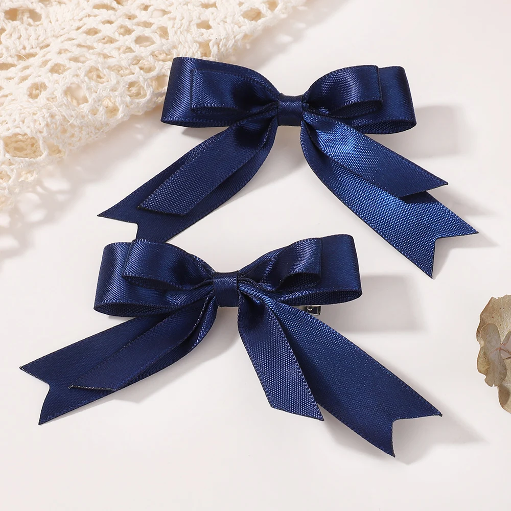 

2pcs Sweet Y2k Girls Bowknot Hair Clips Metal Hairpin Headwear Barrette Handmade Ribbon Bow Bangs Clip Fashion Hair Accessories