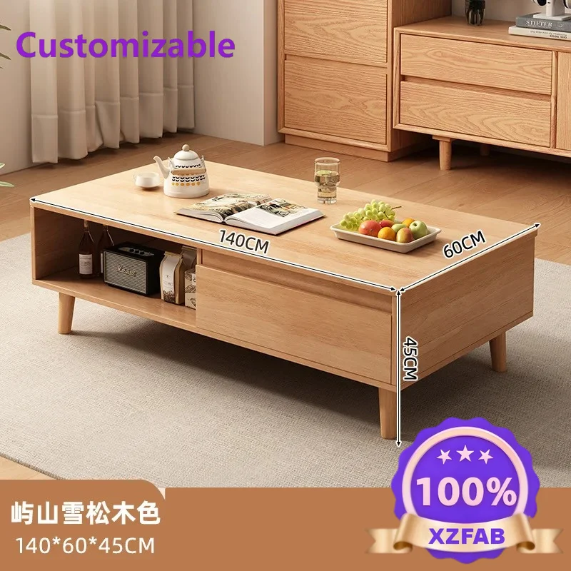 Factory Direct 2026 Customized coffee table living room household small apartment new log wind table simple modern rental house