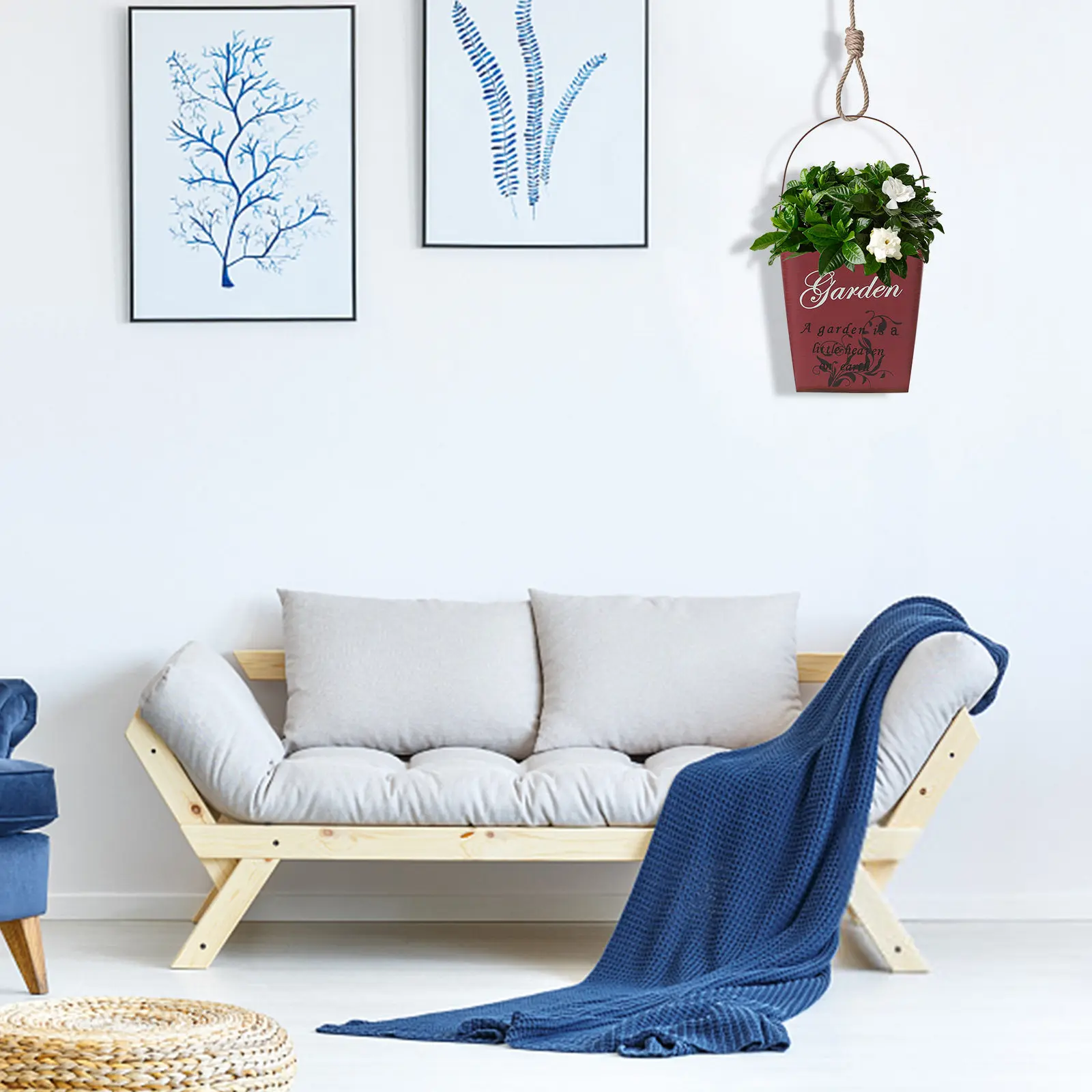 1Pcs Vintage Iron Wall Flower Pot Retro Hanging Flower Holder Indoor Storage Small Object Organizer Stylish Wall Mounted