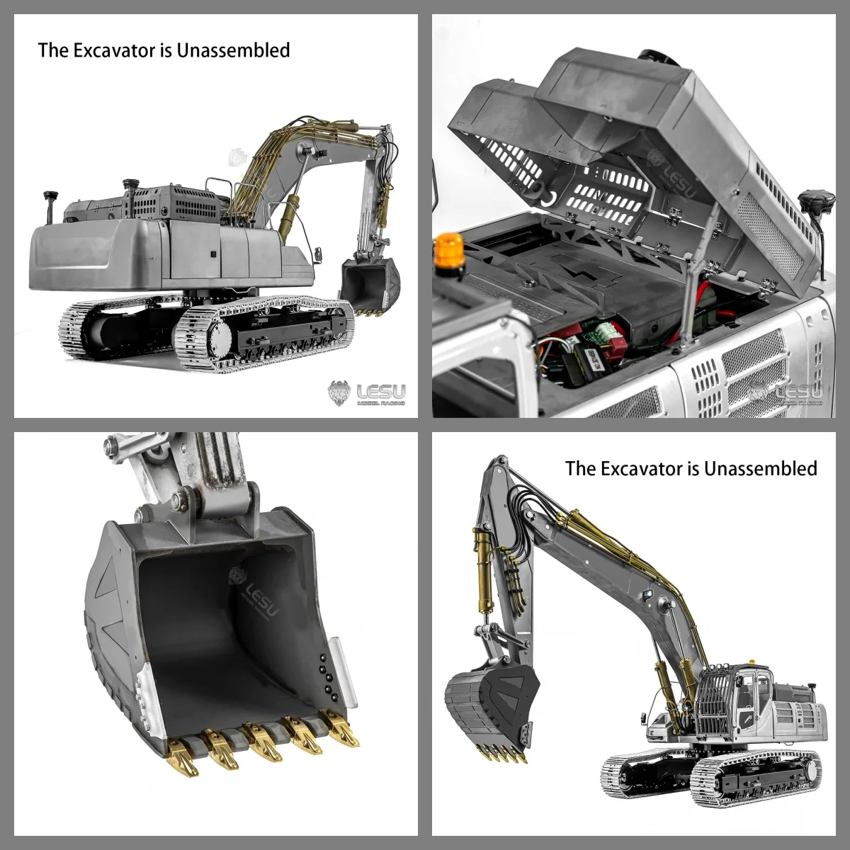 

New LESU SK500LC 1/14 RC Hydraulic Metal Excavator Unpainted Kit Radio Control Digger Model with Light System ESC Servo Toy