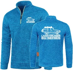 Men's Hoody Land Cruiser 80 Serles Car Cross Country Vehicle Men Pullover Sweater Half Zipper Fleece Pullover Soft Shell Jacket