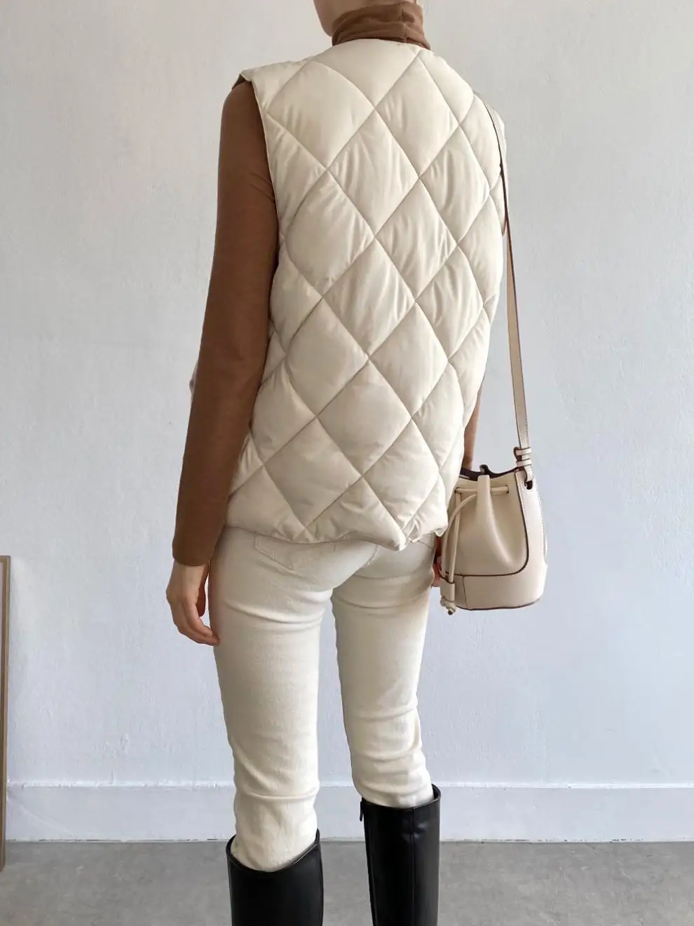 Women\'s Quilted Cotton Vest, Sleeveless Coats, V-Neck,Female Casual Jacket, Outdoot Clothes, Keep Warm, winter Wear