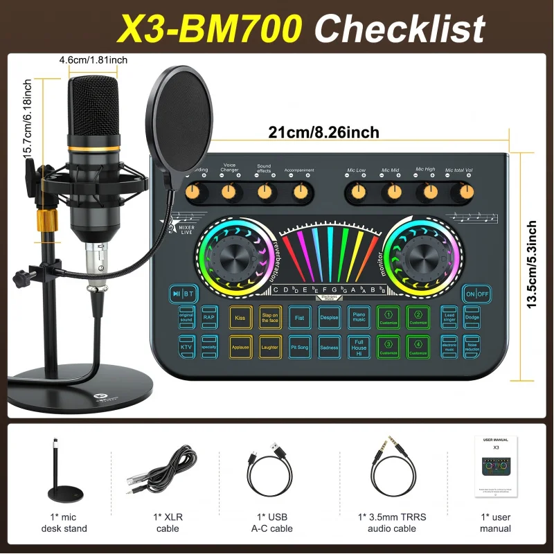 G10Professional Microphone Mixer Set PodcastingKOLSinging GameDJMixing Console Control Equipment Studio Recording Electronic