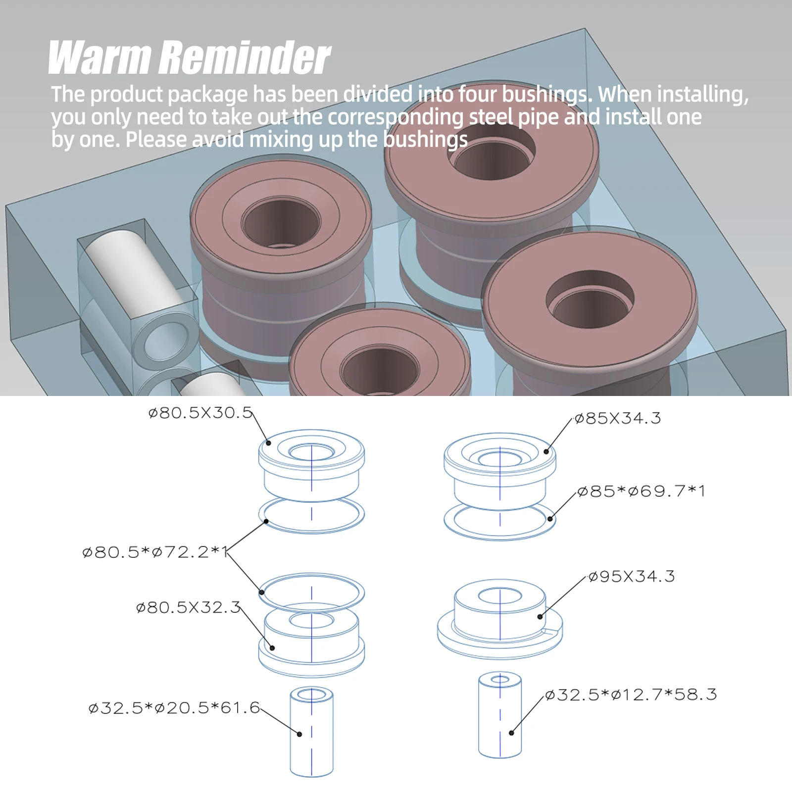 BEVINSEE Polyurethane Rear Subframe Frame Bushing Kit For BMW E46 for BMW X3 E83 Replace 33316770781 33316770783 33316770784