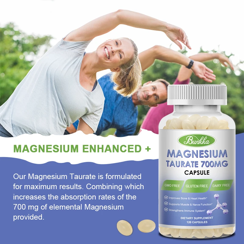 Magnesium Taurate 700mg 3 in 1 for Hair Capsules Nerve Heart Bone Digestion Health Sleep Quality Blood Pressure Circulation Diet