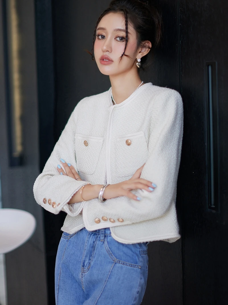 

Ранняя осень или шерстяной тюре, белый корейский драматический главный персонаж Ele Vintage Sle, женская мода, ощущение премиум-класса