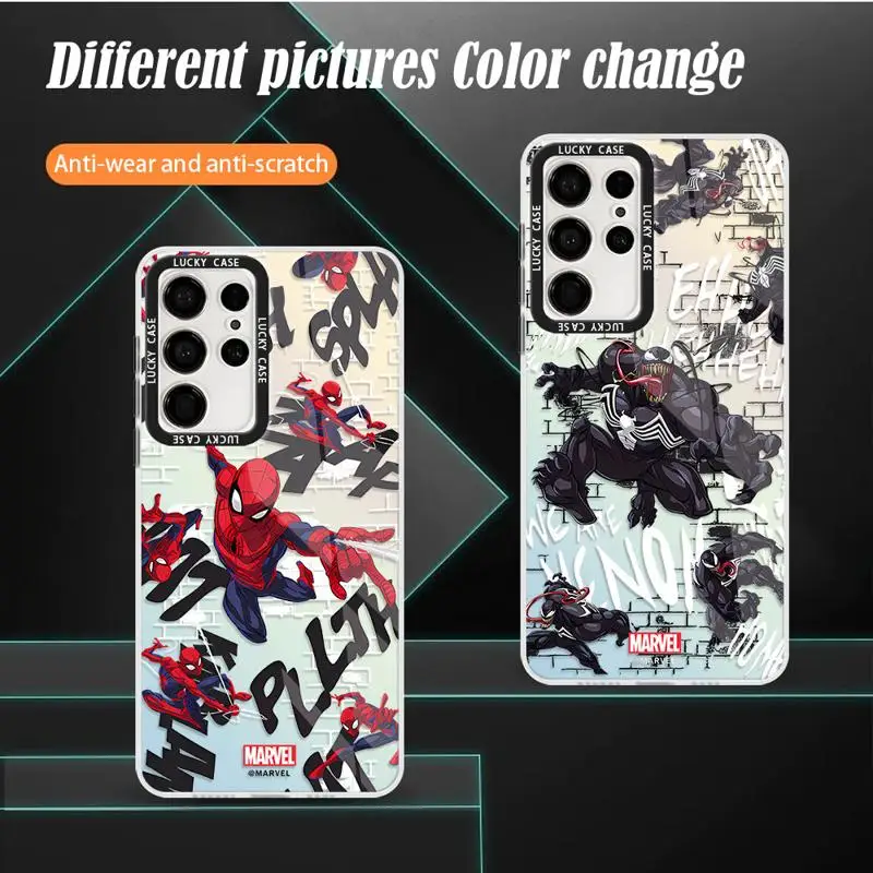 Laser Gradient phone cases for samsung Galaxy S24 S23 Plus S21 S22 Ultra FE Colorful Luxury fundas Legendarys Spider-Man Venom