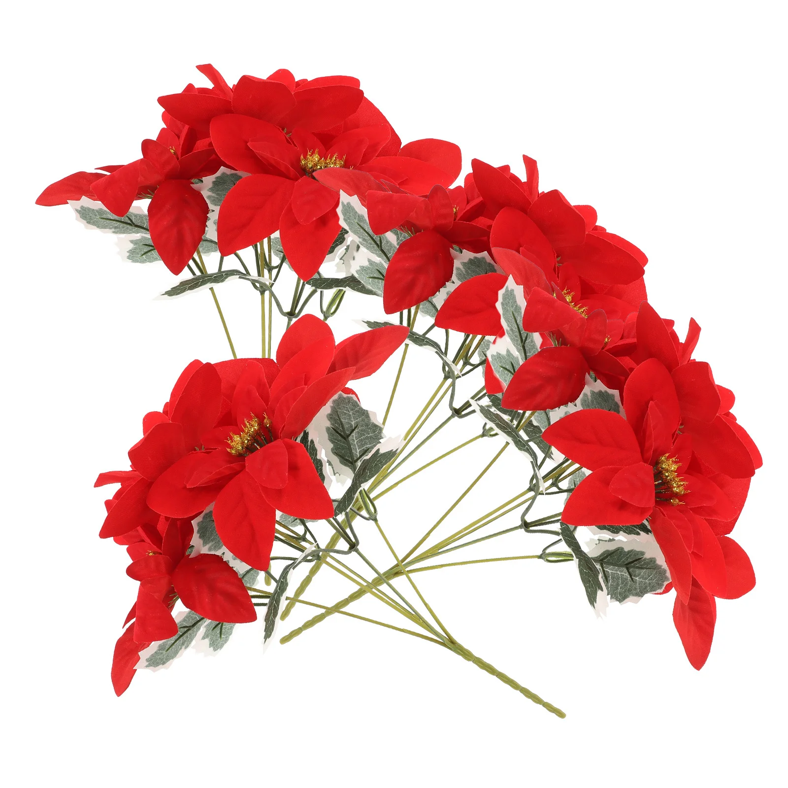 

4pcs Christmas Faux Flower Decor Artificial Poinsettias Realistic Winter Flowers For Home Wedding Table Outdoor Decoration