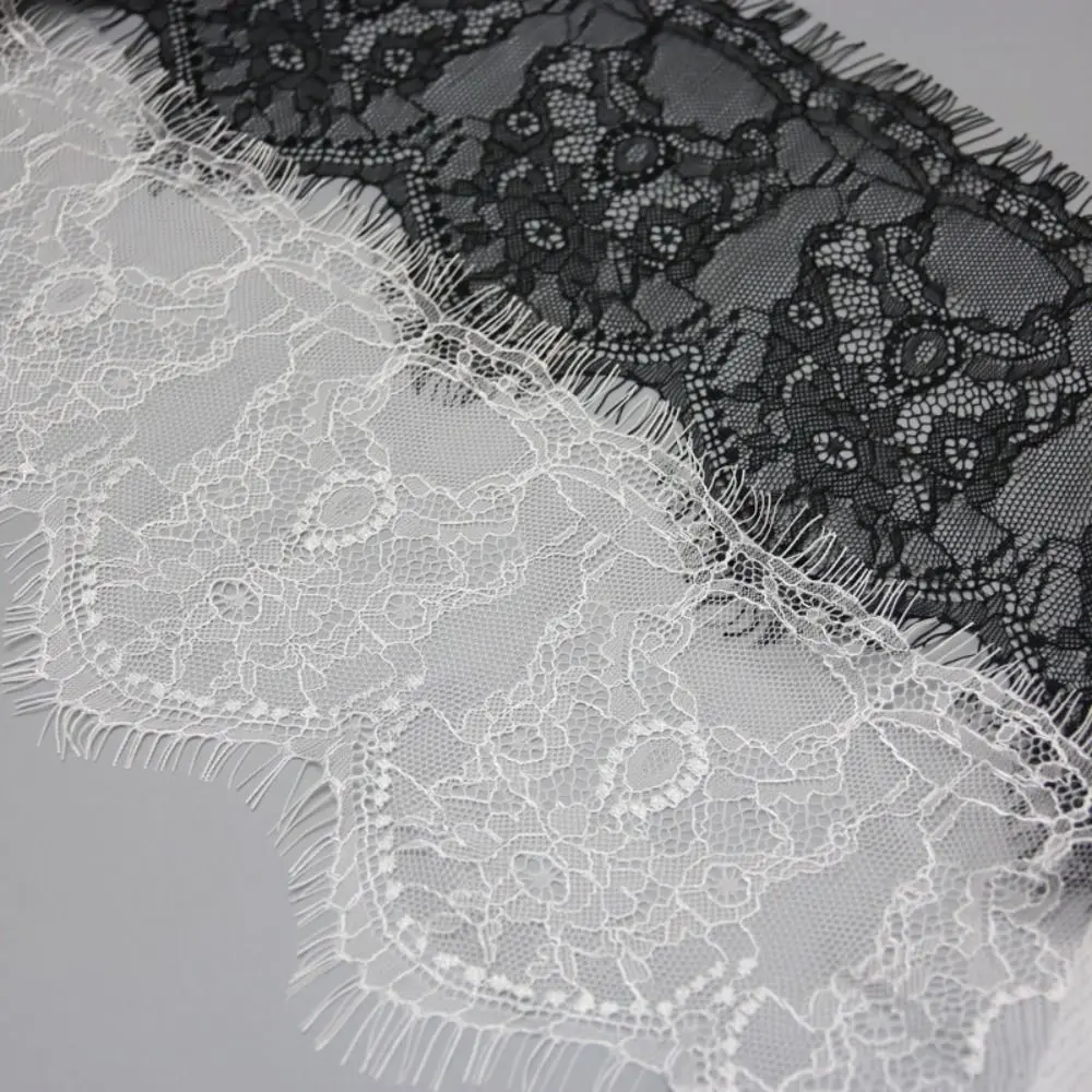 3 meters Lace Trim Ribbon Soft Texture Cuttable Eyelash Lace Fabric 15.5cm Wide Floral Pattern Decorative Lace Edging