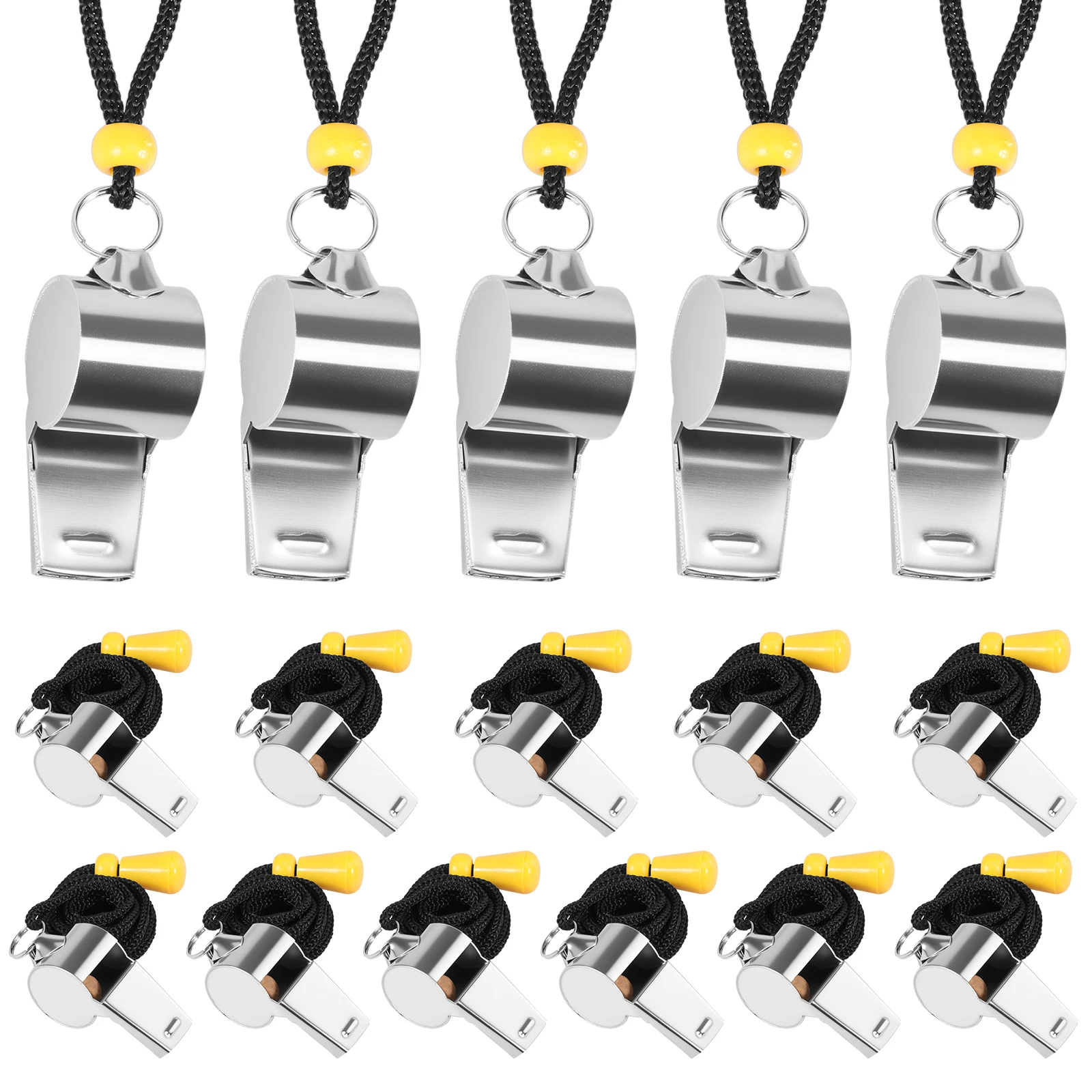 

16Pcs Metal Whistle with Lanyard Referee Whistle Adjustable Length Loud Crisp Sound Whistle for Official Referee Police Teacher