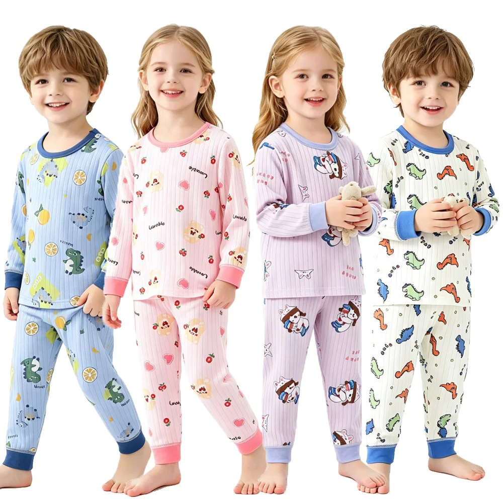 Cotton Toddler Girls Pajamas Sets 3 4 5 6 7 8 9 10 11 Years Long Sleeve Kids Pyjama Boys Purple Dinosaur Autumn Winter Child Pjs