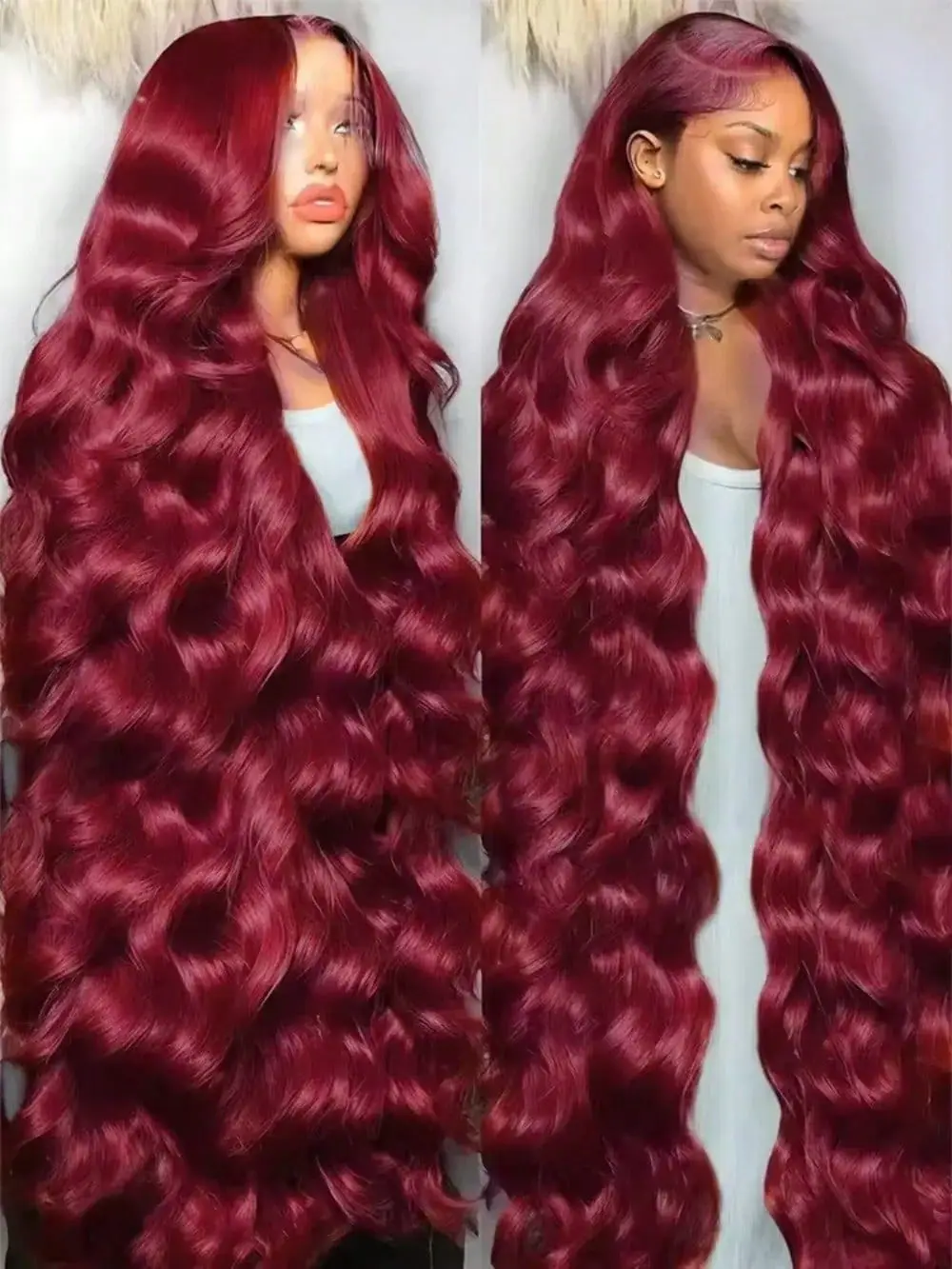 

99J Бордовый 13x4 Парик Фронта Шнурка Человеческих Волос 36 Дюймов 13x6 Объемная Волна HD Парики Фронта Шнурка Предварительно Сорванные Парики Плотность 230 Для Женщин