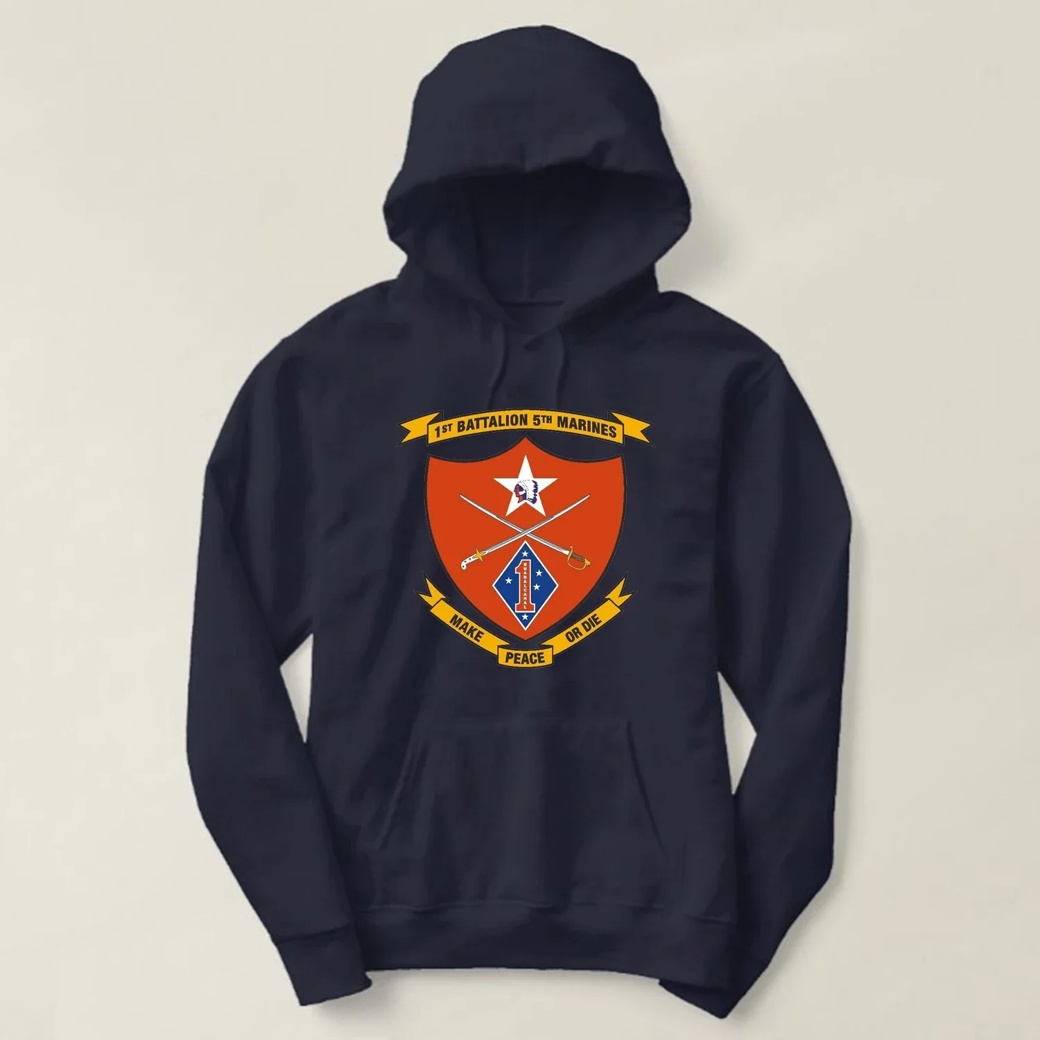 1st Battalion, 5th Marines US Marine Corps Pullover Hoodie New 100% Cotton Comfortable Casual Mens Sweatshirts Streetwear