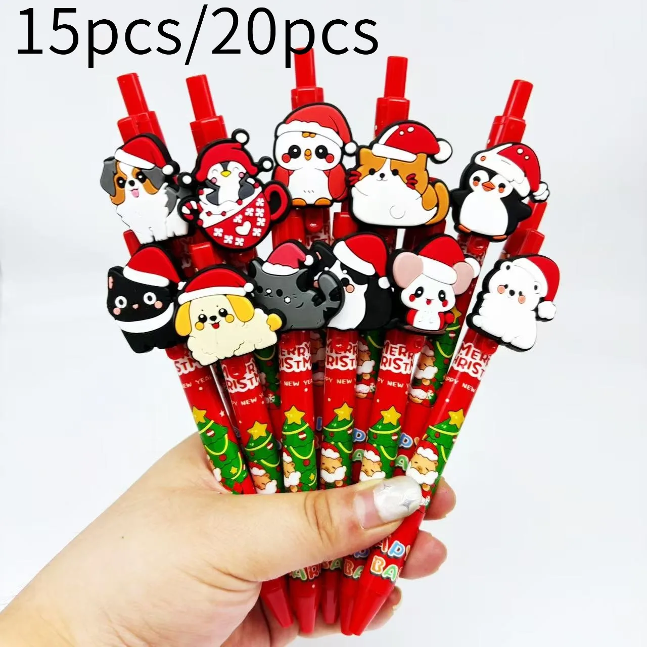 

15pcs/20pcs Creative Christmas Mini Hat Themed Ballpoint Pens Christmas Costume Ballpoint Pens Student Writing Gift Pens