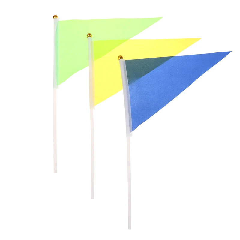 Polyester Hand Held Mini Flag Colorful Triangular Flags With 10 Plastic Flagpoles Hand Waving Flags Outdoor Advertising Flag