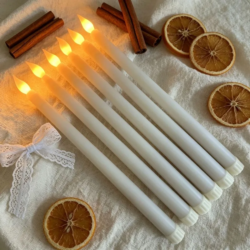 3/24PCS Long Christmas LED Candle Flameless Pointed Candle Light Battery Powered Church Flickering Candle Light Home Decor