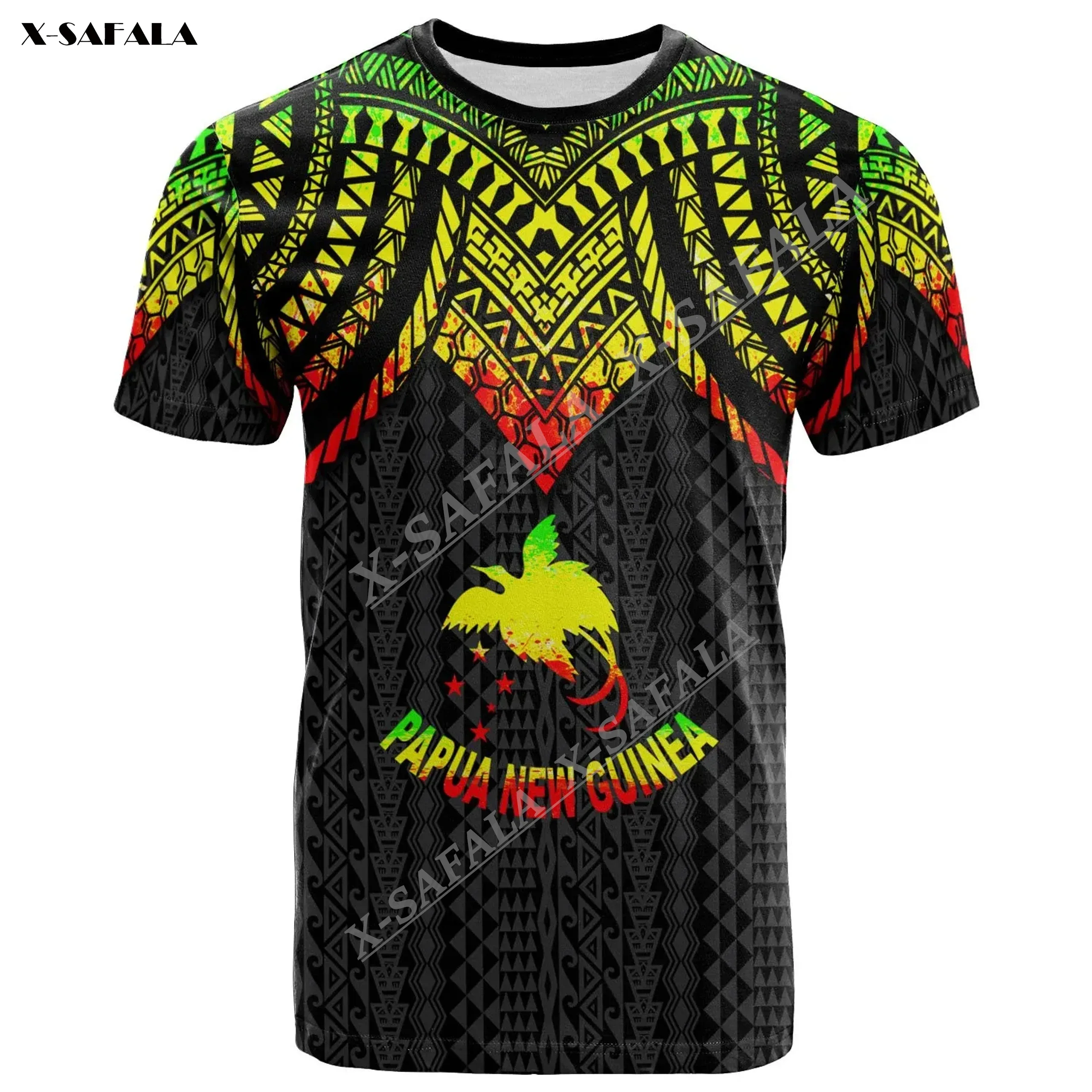 Papua New Guinea East Sepik Province Hawaii Polynesian 3D Print Men T-Shirts Tops Tees Short Sleeve Casual Quick Dry Breathable