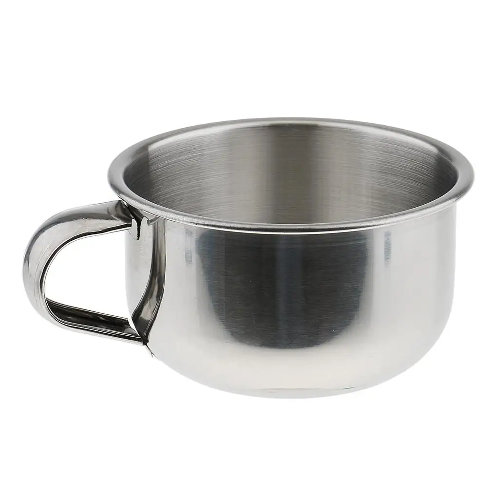 

8cm Stainless Steel Shaving Mug Bowl Cup for Shave Brush W/ Handle