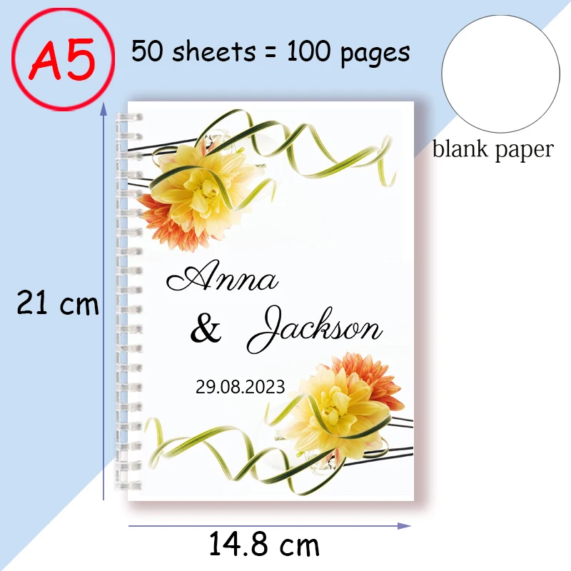 A5 Spiral Notebook Custom Names Date Personalized Signature Wedding Guestbook Customize Alternative Guest Book Mariage Reception