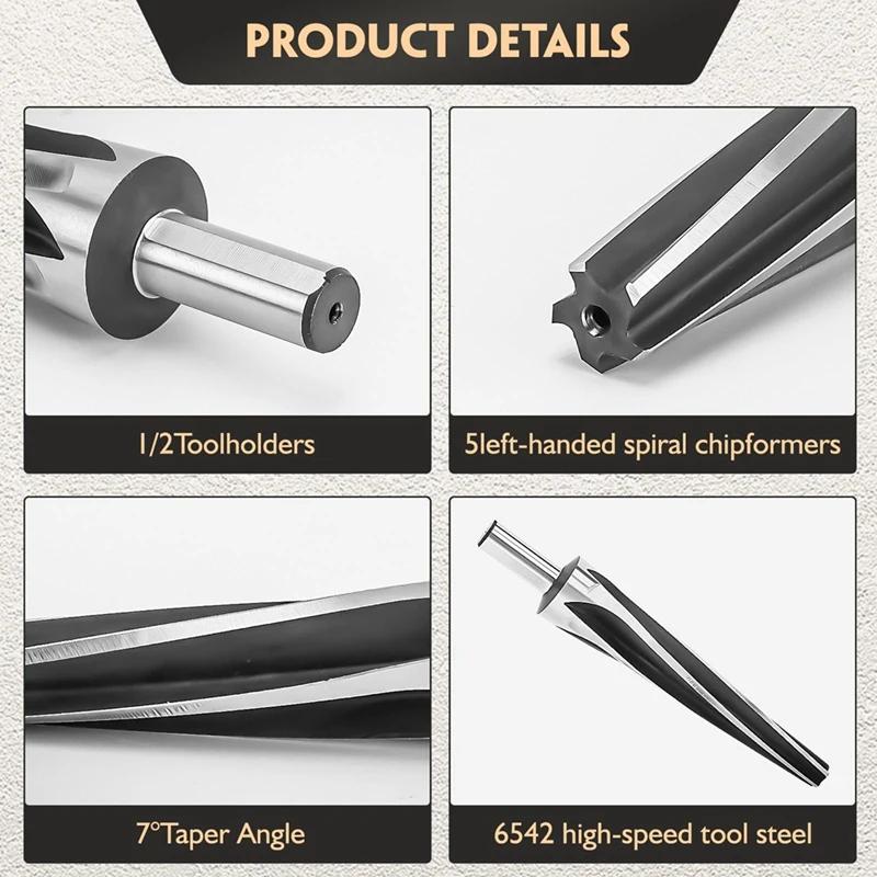 Escariador cónico de junta esférica, herramienta de alta velocidad, acero, fácil de instalar, 7 grados