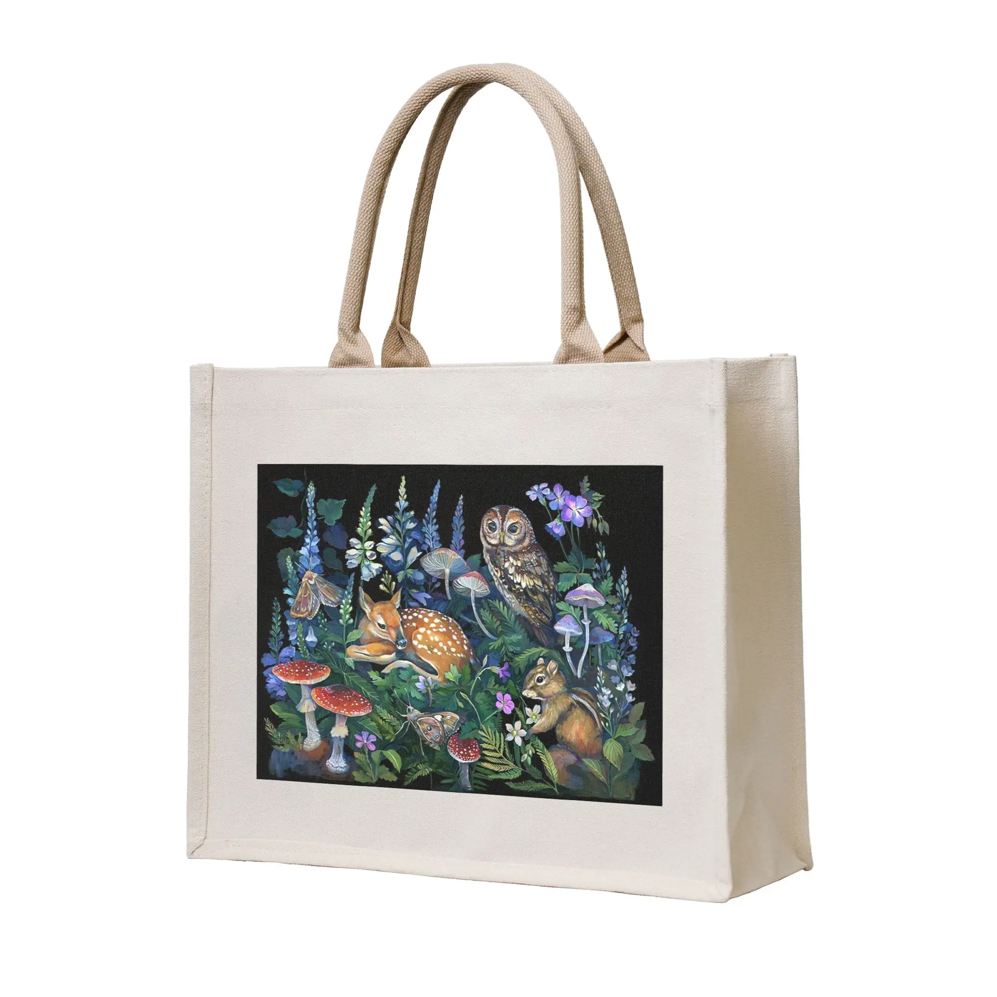 

Сумки для покупок Enchanted Forest, холщовая складная сумка-тоут для женщин, дорожная сумка через плечо