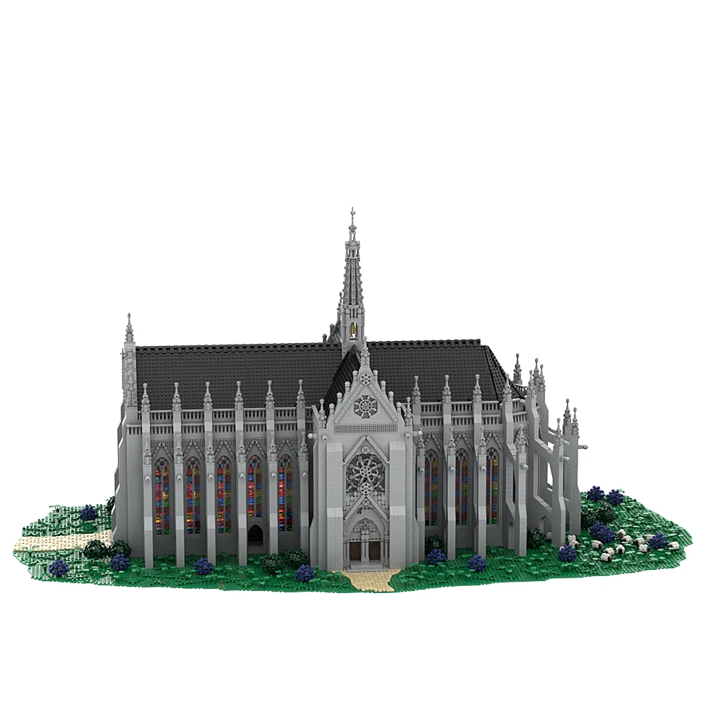 MOC Cathedral of Saint Remigius Building Blocks Famous Medieval Gothic Architectural Style Model Bricks