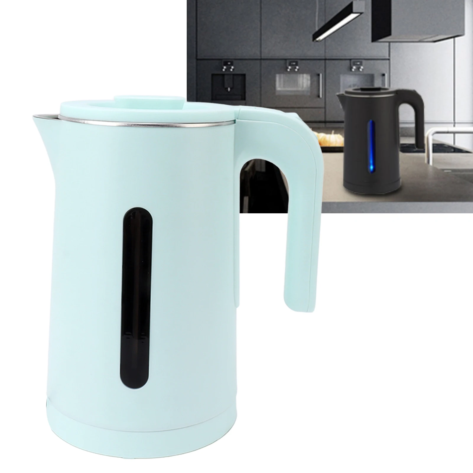 ステンレス製電気ケトル 2L 2000W 急速沸騰 二重壁 冷却タッチ外装 BPAフリー 自動電源オフ 安全蓋 キッチン用