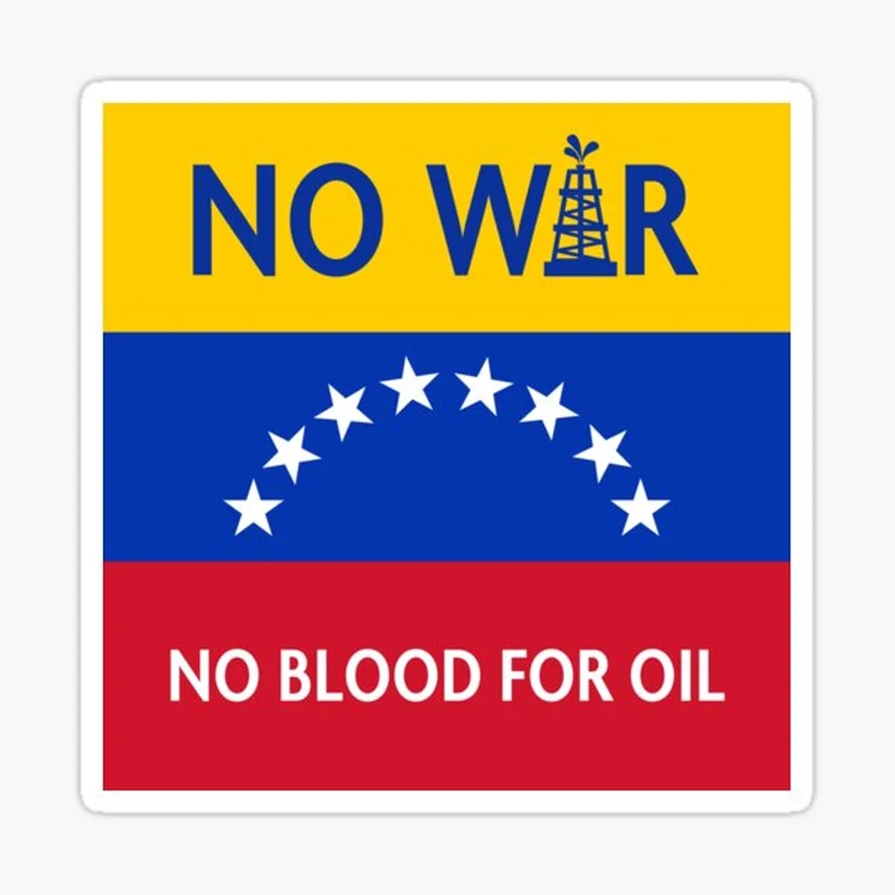 

No Blood for Oil - Venezuelan Flag (SQUARE) Sticker for Laptop Decor Bedroom Car Cute Cartoon Art Fashionable Public Suitcase
