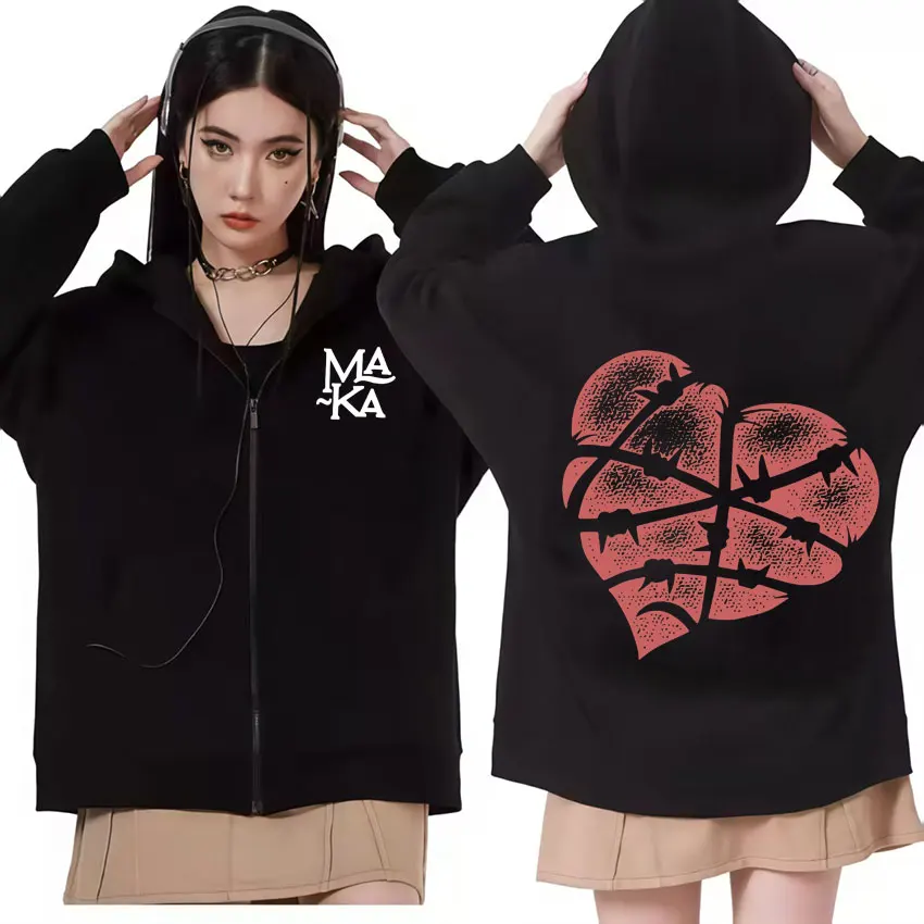 

Rapper Maka Tour Merch Zip Up Hoodies Mens Clothing Fashion Hip Hop Hipster Casual Loose Unisex Aesthetic Sweatshirts Streetwear