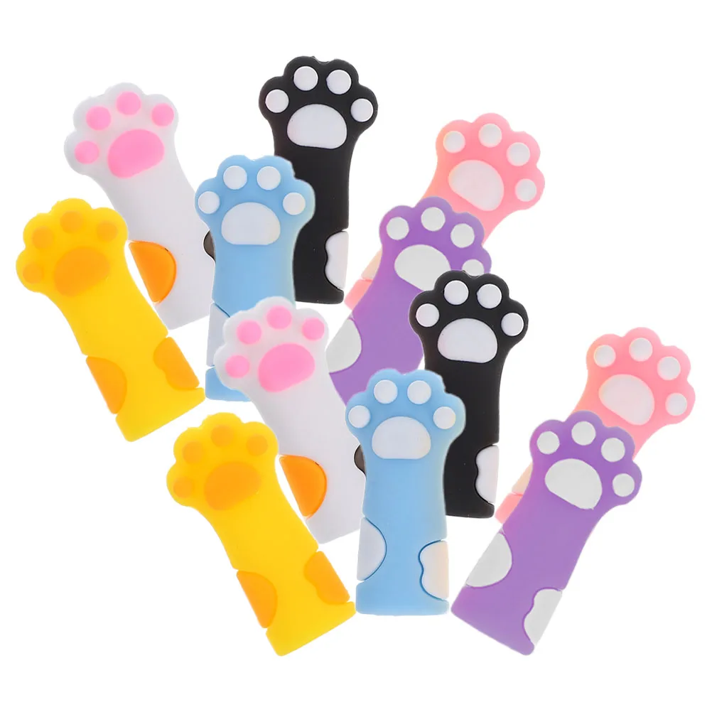 

12 Pcs Pencil Cap Protector Cat Paw Covers Soft Silicone Tip Topper Cartoon Pencil Caps Longlasting Vibrant Colors Student