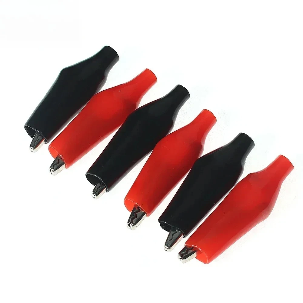 10PCS Insulated Alligator Clip Test Leads 24x28mm Red Black Alligator Clips Electrical Test Clips for Electronics