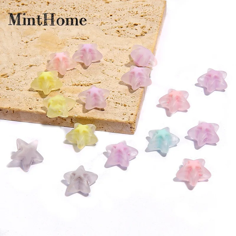 Acrylic Transparent Frosted Straight-hole Five-pointed Star Earring Pendants Handmade DIY Hair Rope Bracelet Jewelry Materials