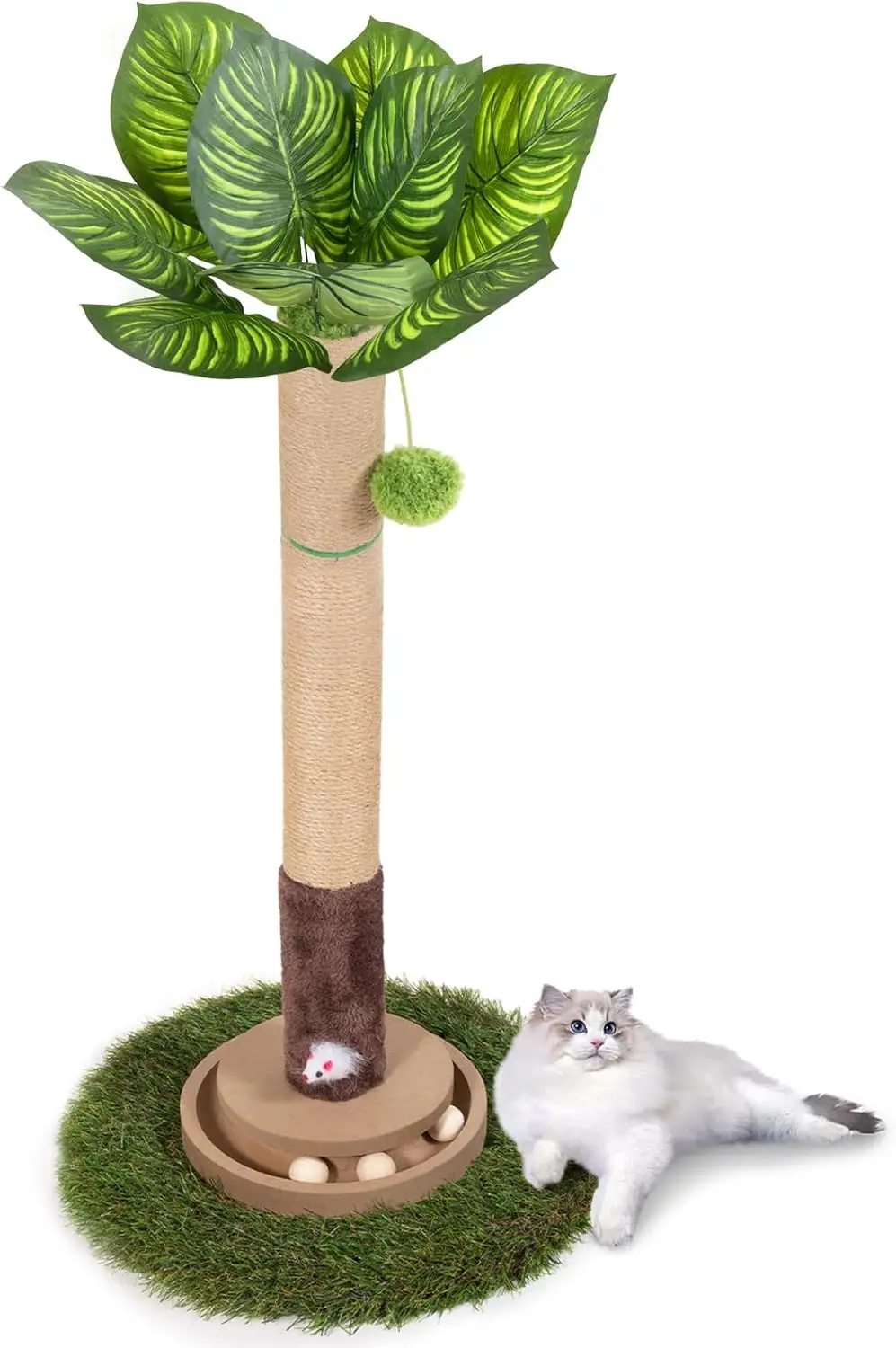 

Cat Scratching Post, 35 Inch Tall Cat Scratcher Cat Tree Tower with Hanging Ball for Indoor Cats Adults,Sisal Rope Kitte