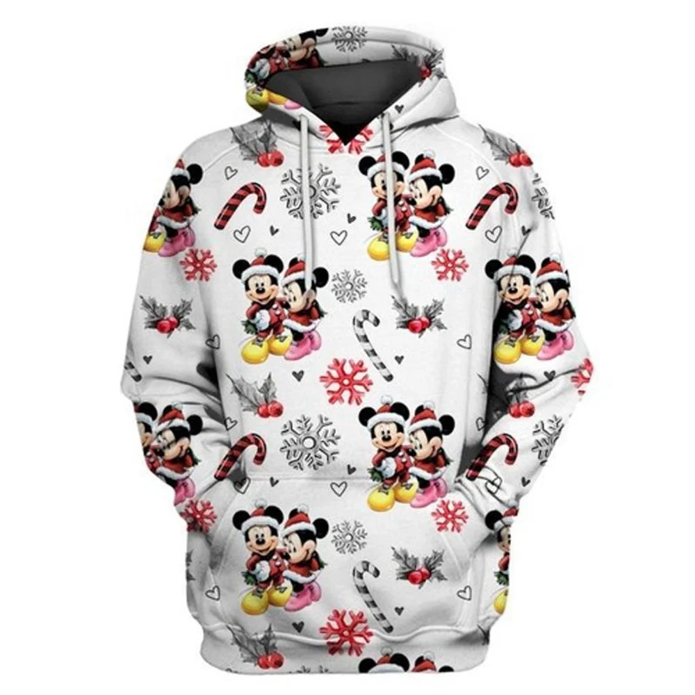 

Mickey Minnie Christmas Snow All Over Printed Custom 3d Hoodie Disney 3D Hoodie Street Leisure Sports Large Pullover Moletom Y2k