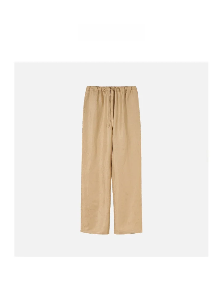 

JINGJING2024 Spring Summer "Lotus n" l Linen Fiber Comfortable Breathable Casual Pants Women's Ethnic Sle Trousers