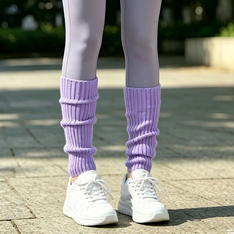 Japanese Lolita Style Leg Warmers Y2K Fashion Knitted Jk Heap Socks Boot Cuffs Cover Long Socks Autumn Winter Warm Knee Sleeves