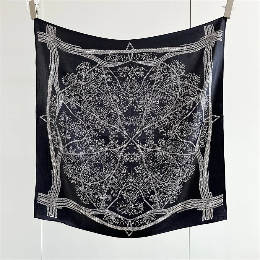 

2025 New Tree of Life 12 Mmi Silk Scarf Women's Spring/Summer Fashion Versatile Mulberry 65cm Square Scarf Shawl Foulard Femme
