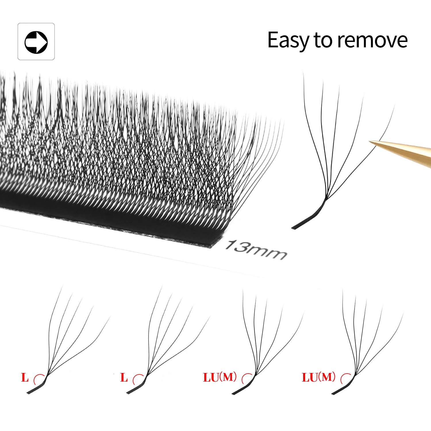 XIUSUZAKI L/LU/M Curl YY 3D 4D 5D W شكل رمش تمديد المنسوجة يدويا لينة ضوء الرموش الطبيعية مسبقة الصنع حجم مروحة الرموش