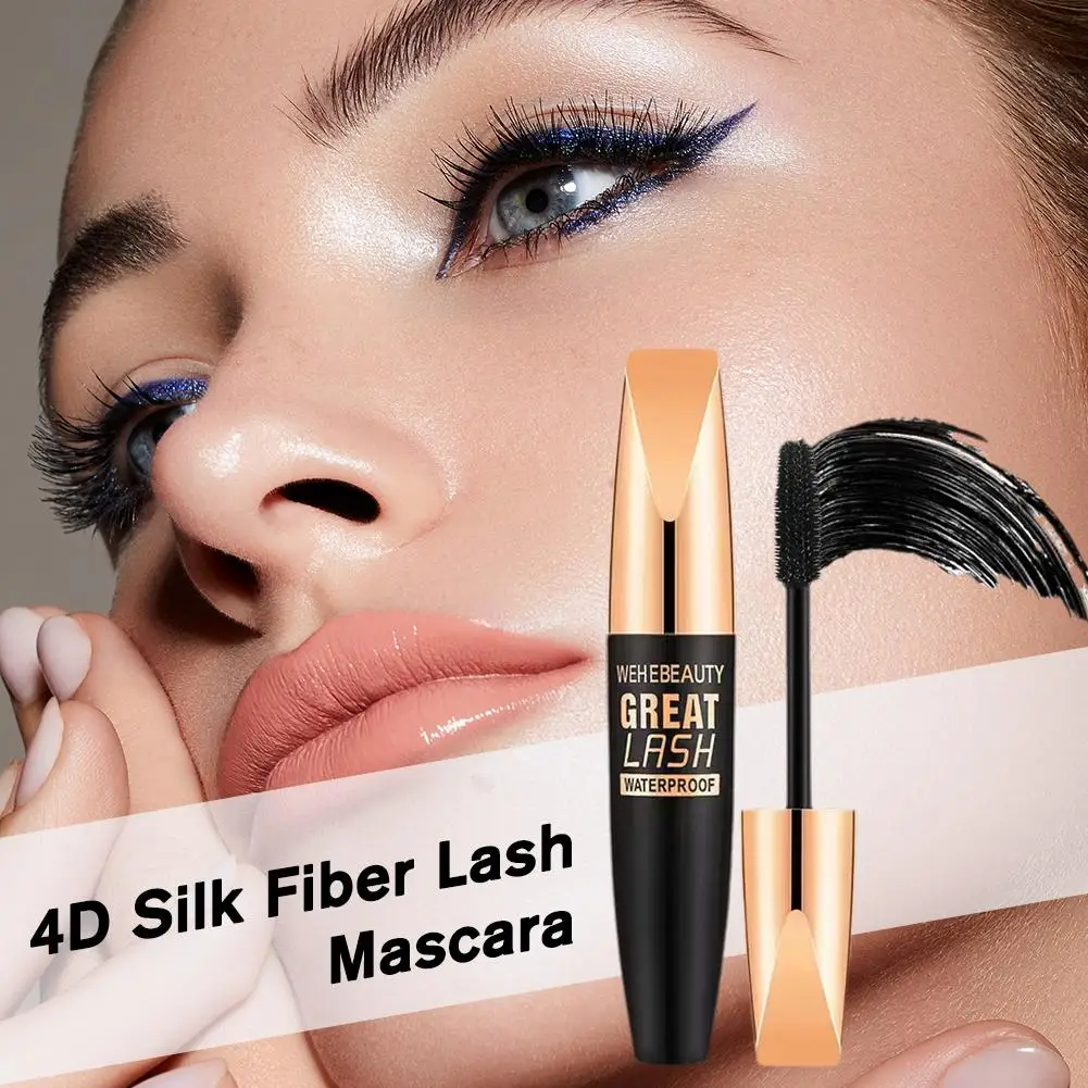 4D Silk Fiber Lash Mascara, 2 em 1, impermeável, alongamento cosméticos, Eye Curling, grosso, maquiagem dos olhos