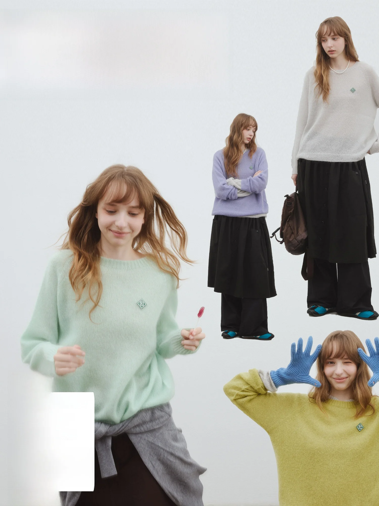

Kokoasoko Soft Pure Color Camere Knitted Loose Women's Sweater Spring Autumn Casual Sle Long Sve Overhead Top
