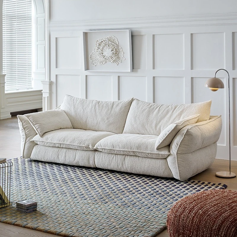 

Cream wind French retro living room dismantling and washing fabric straight row Mo language sofa designer down