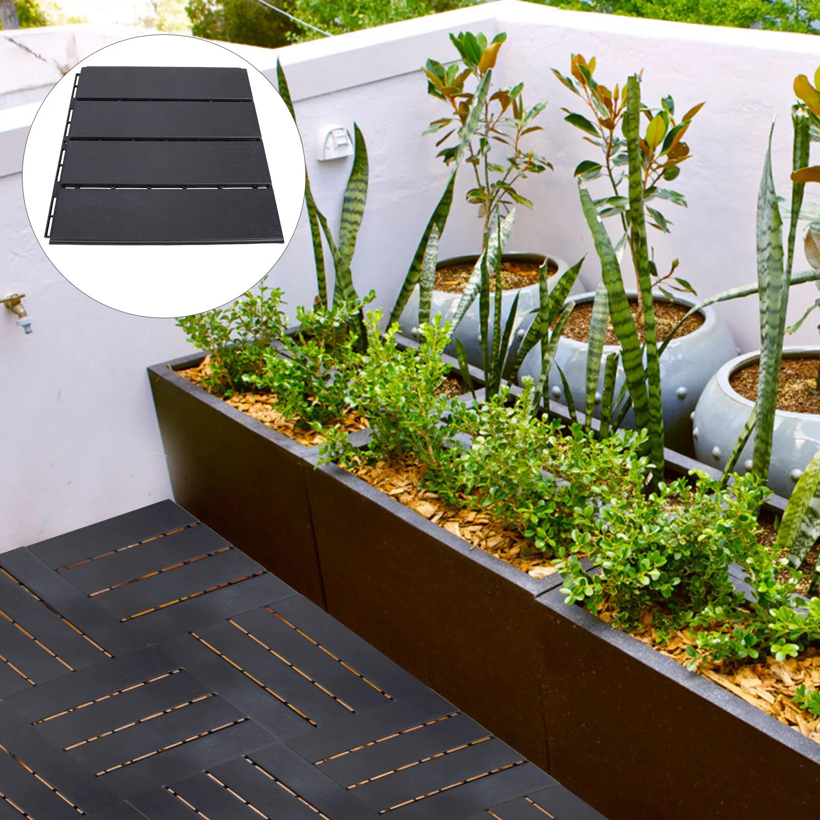 أرضية خشبية مقاومة للماء ومضادة للتآكل، بلاط متشابك بجانب حمام السباحة في الهواء الطلق، سهلة الربط، ومستقرة ومقاومة لأشعة الشمس، وملمس ماسي