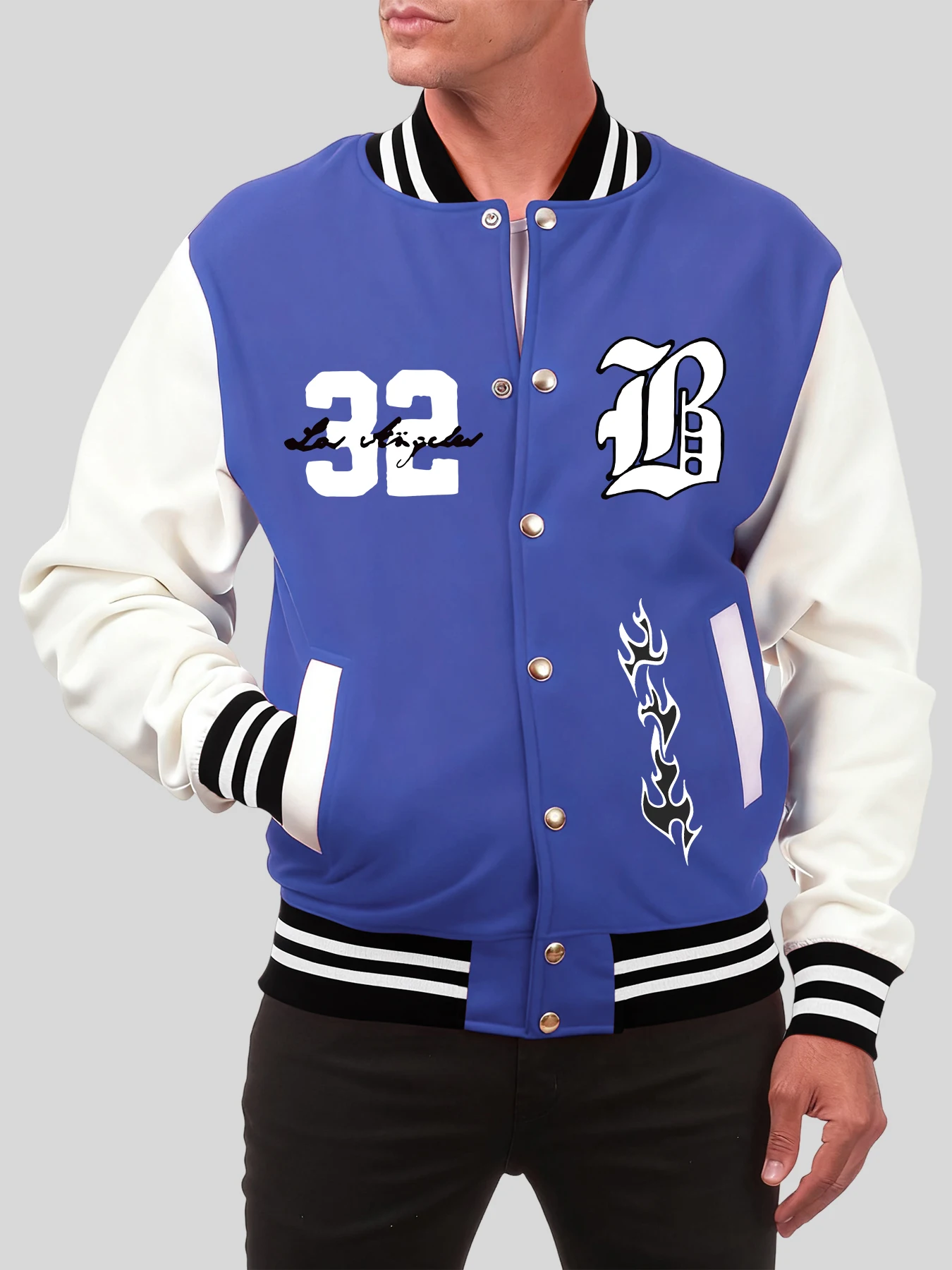 

Urban Art Letters And 23Print Baseball Uniform Men Loose Colorful Clothes Fashion American Jacket Autumn Cotton Sportswear