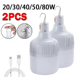 2Pcs Rechargeable LED Bulb Portable Camping Light Bulb Lantern Outdoor Emergency Tents Lighting Flashlight Equipment USB Lamp