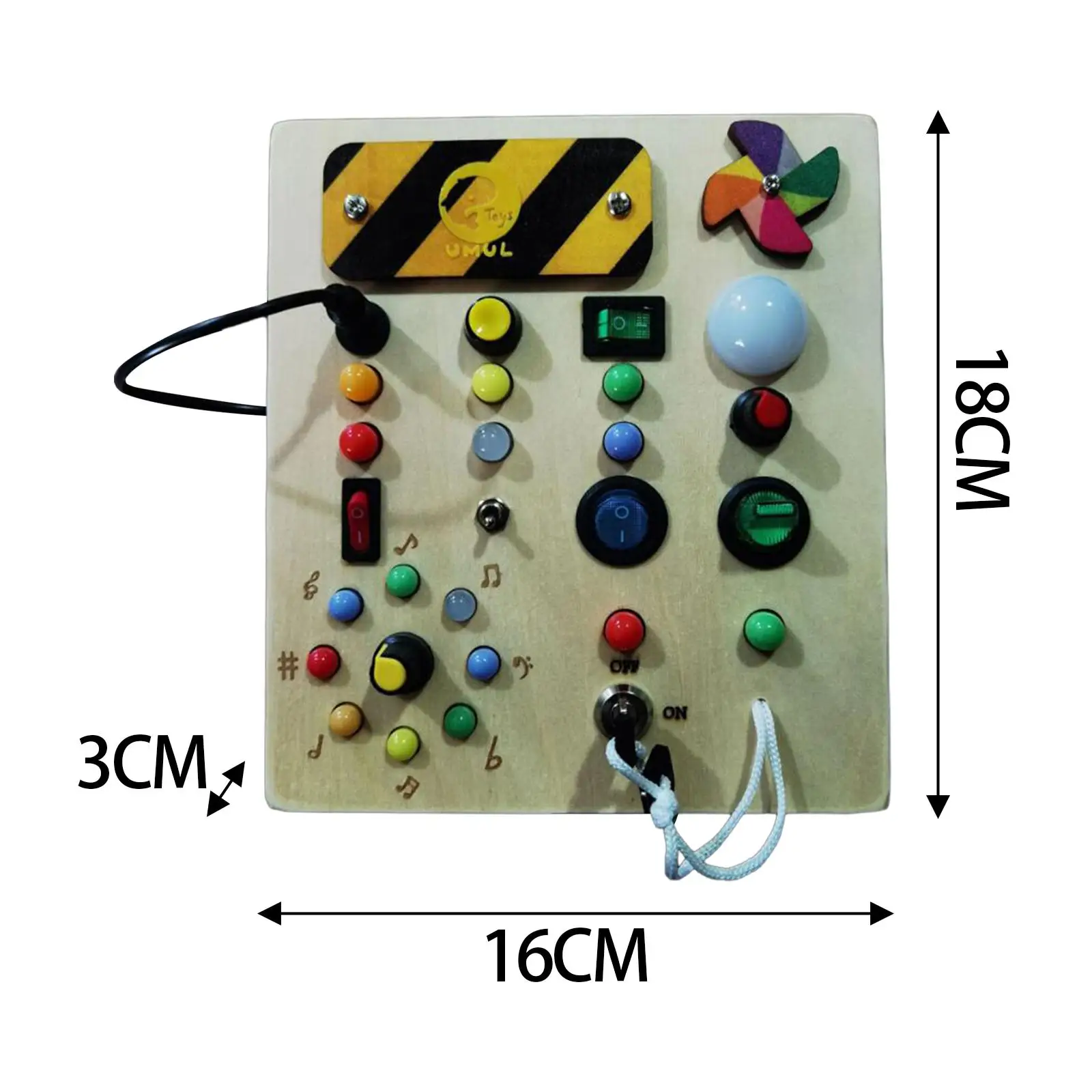 Lights Switch Busy Board LED-Sensorikbrett aus Holz für Jungen und Mädchen im Vorschulalter