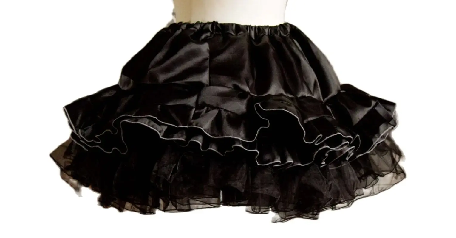 Adult Hot Selling New Sissy Black Satin Skirt Lined Maid Dress Custom