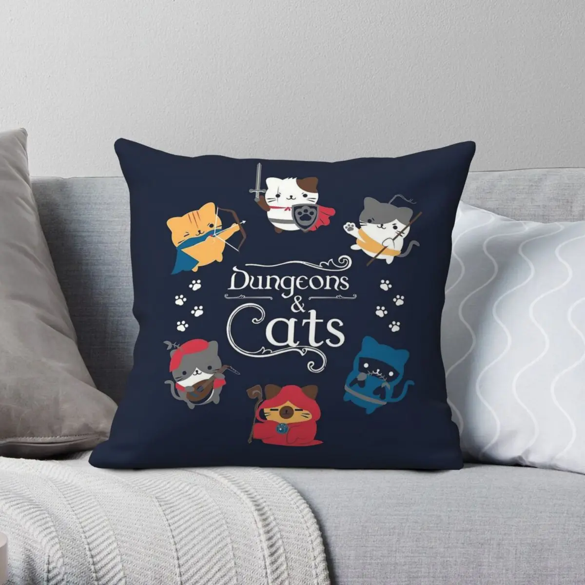 Dungeons And Cats Pillowcase Polyester Linen Velvet Creative Zip Decor Throw Pillow Case Sofa Seater Cushion Case